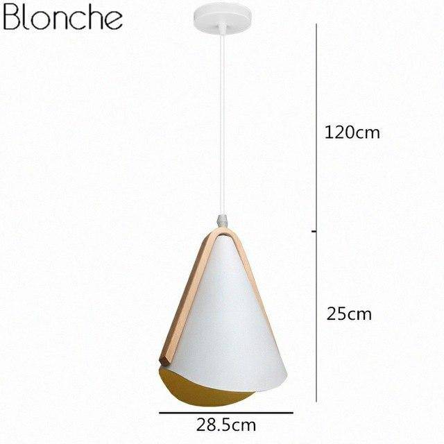 pendant light design in white metal and Nordic wood