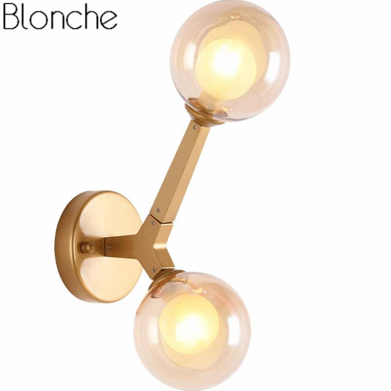 Aplique de pared design oro con bola de vidrio Sconce