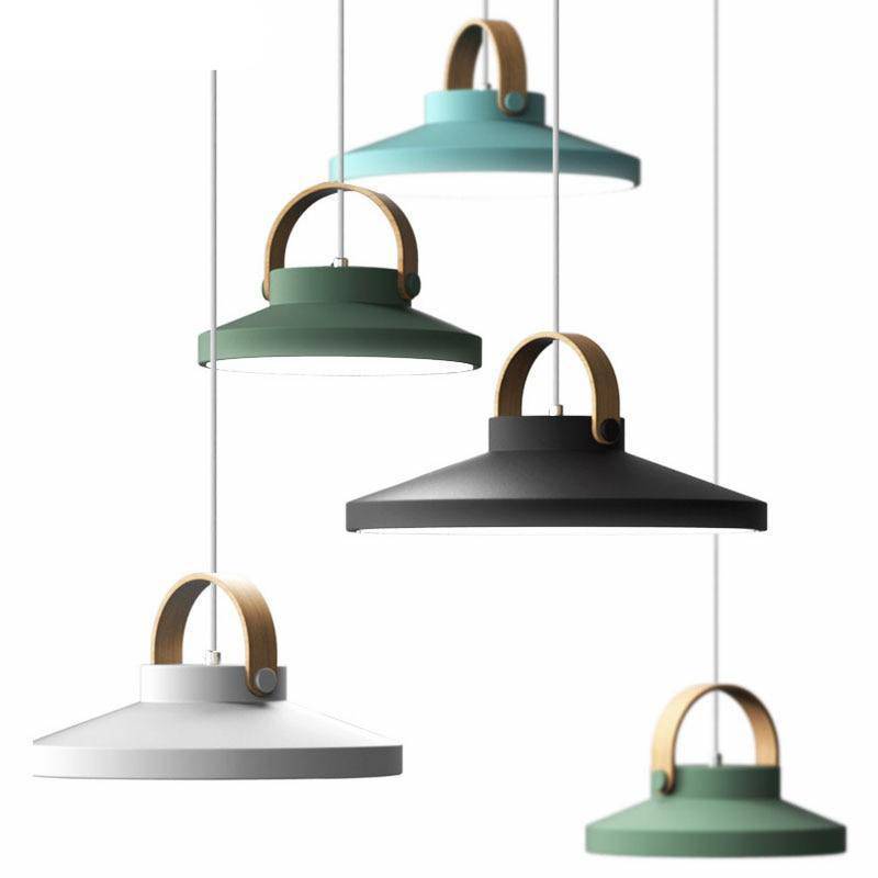 pendant light LED design in wood and metal Moderna