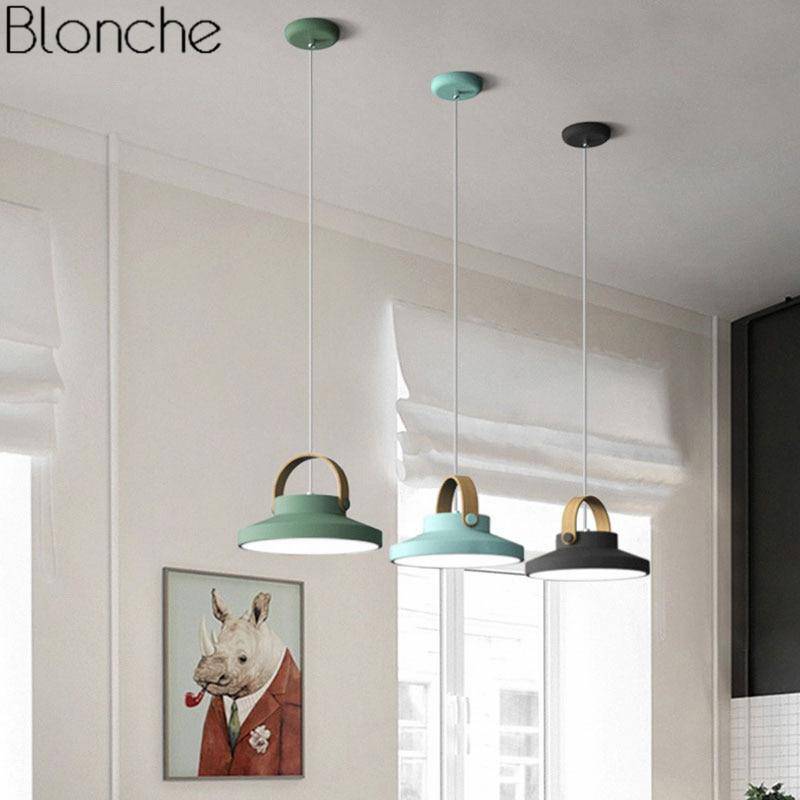 pendant light LED design in wood and metal Moderna