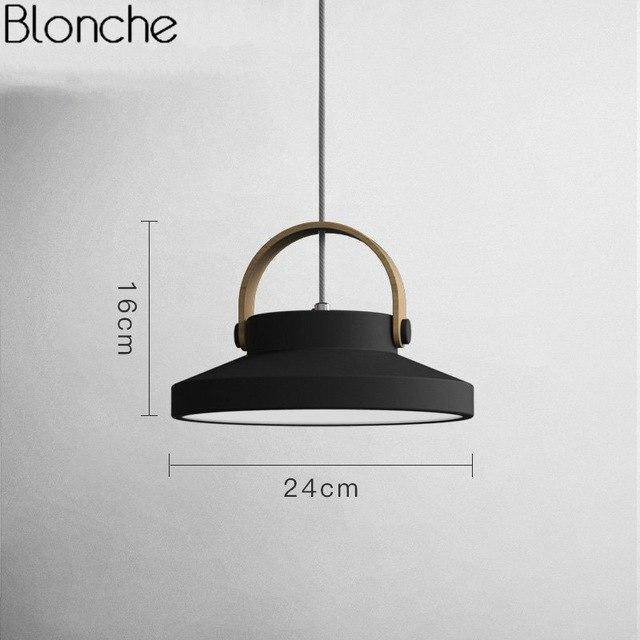 pendant light LED design in wood and metal Moderna