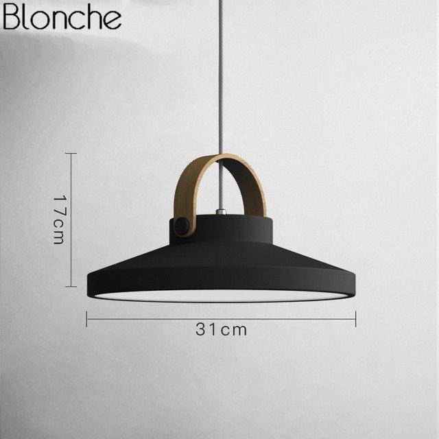 pendant light LED design in wood and metal Moderna