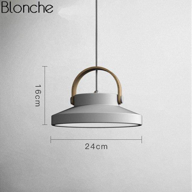 pendant light LED design in wood and metal Moderna