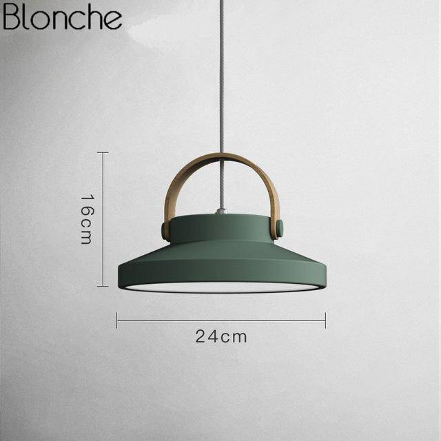 pendant light LED design in wood and metal Moderna