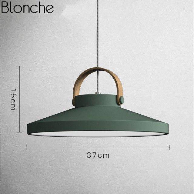 pendant light LED design in wood and metal Moderna