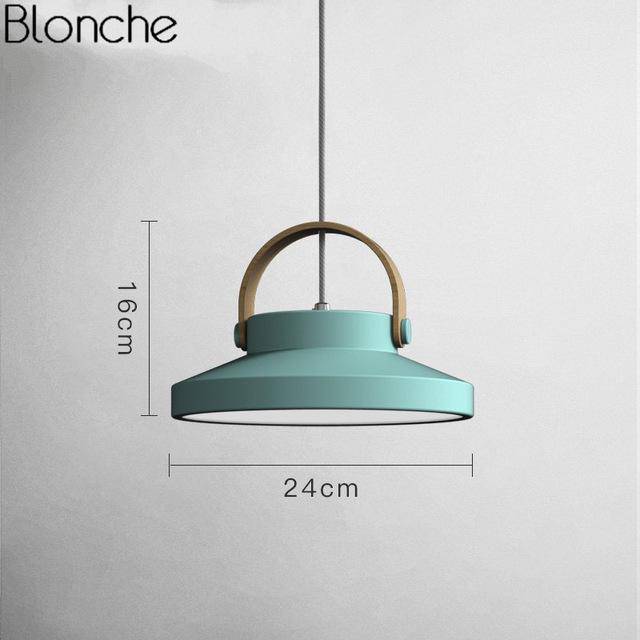 pendant light LED design in wood and metal Moderna