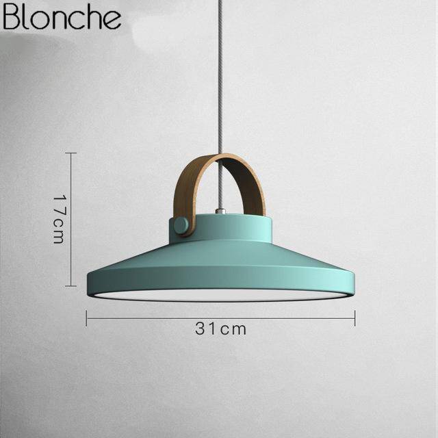 pendant light LED design in wood and metal Moderna