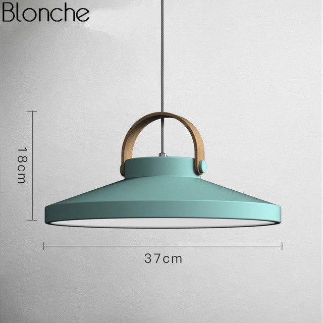 pendant light LED design in wood and metal Moderna