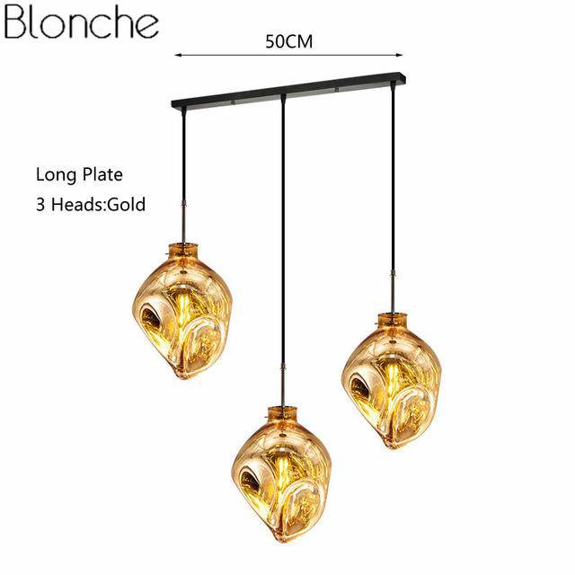 Suspension design LED en verre de couleur déformé Lava - vue 4 sur 16