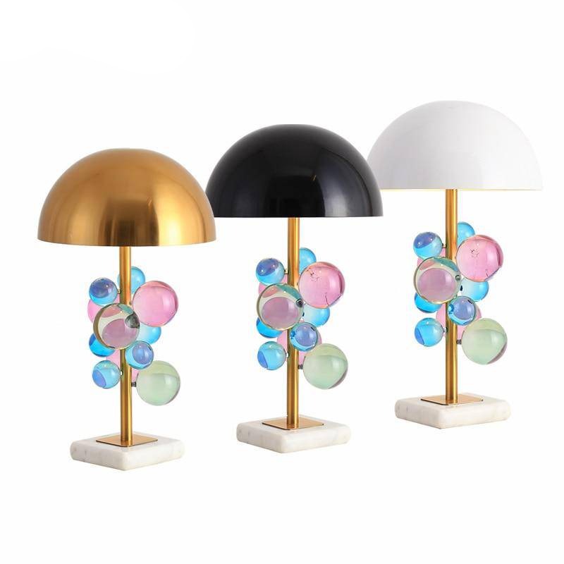 Table lamp with marble base and lampshade Ball