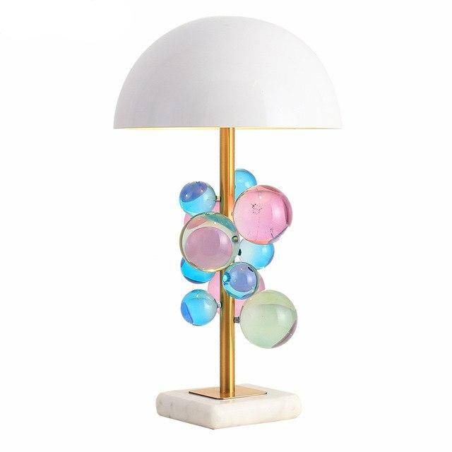 Lampe à poser base marbre et abat-jour métal Ball - vue 3 sur 7