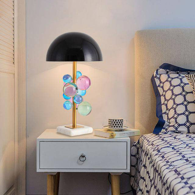 Table lamp with marble base and lampshade Ball