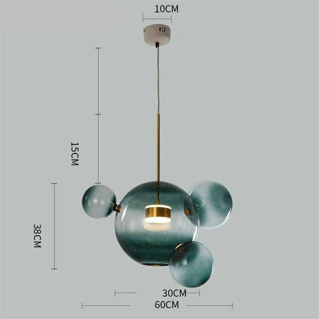 Suspension LED design avec plusieurs boules en verre Loft