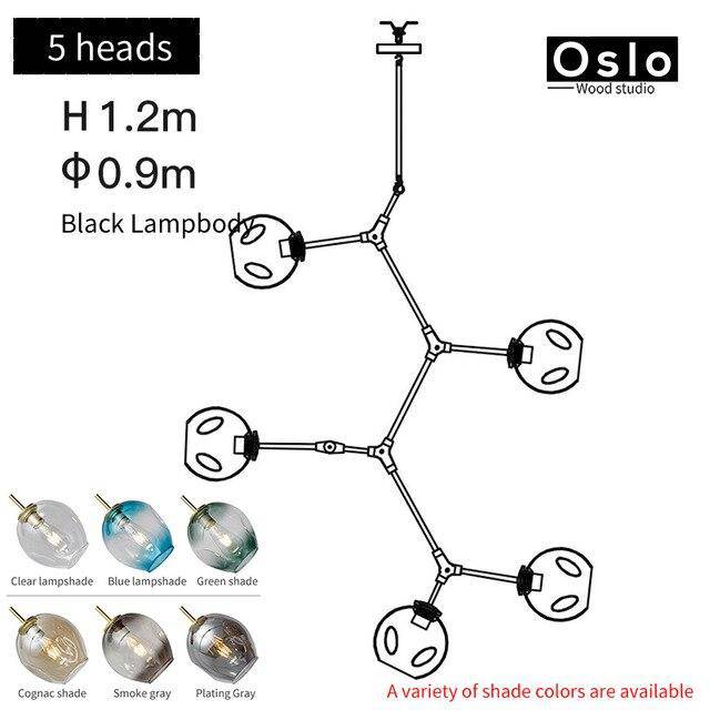 Lámpara de suspensión design LED con pantalla de cristal Estilo de rama creativa