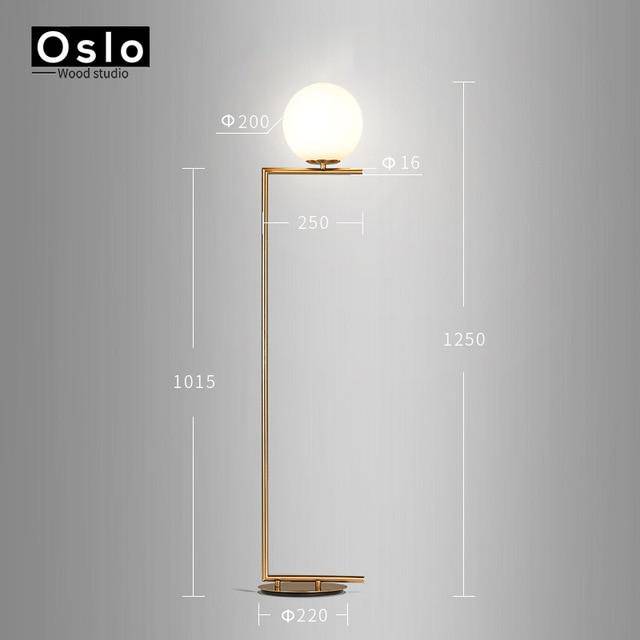 Floor lamp gold LED design with glass ball