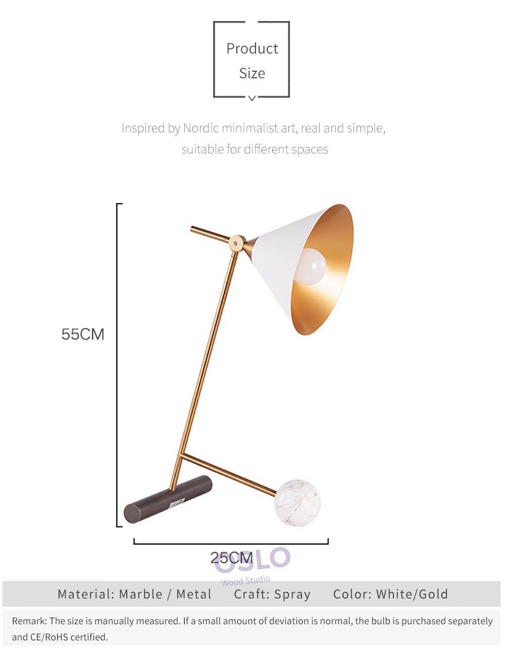 Lampe à poser moderne en métal et marbre et pied chromé Hotel - vue 4 sur 9