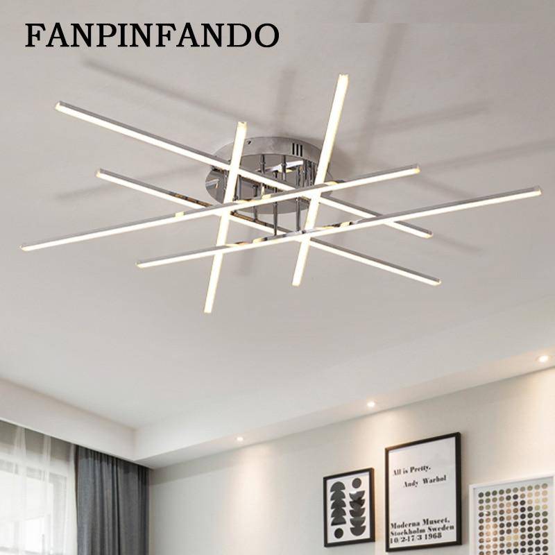 Plafonnier LED moderne barres chromées Flush