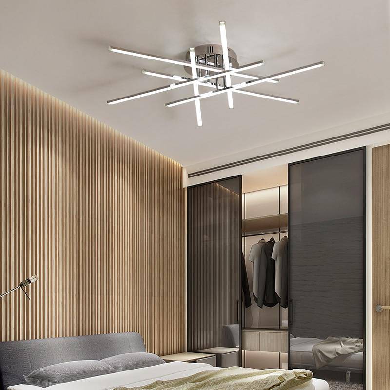 Plafonnier LED moderne barres chromées Flush - vue 3 sur 9