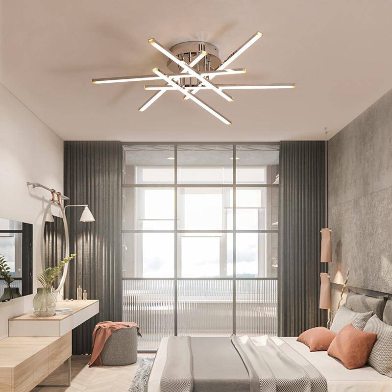 Modern LED ceiling lamp chrome bars Flush
