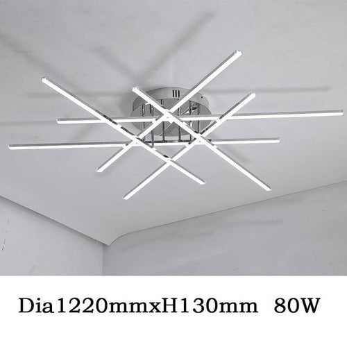 Plafonnier LED moderne barres chromées Flush
