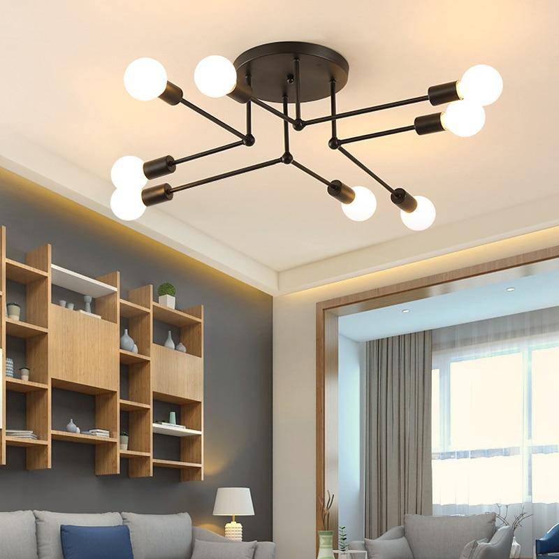 Plafonnier en métal rétro avec plusieurs lampes Personality - vue 3 sur 5