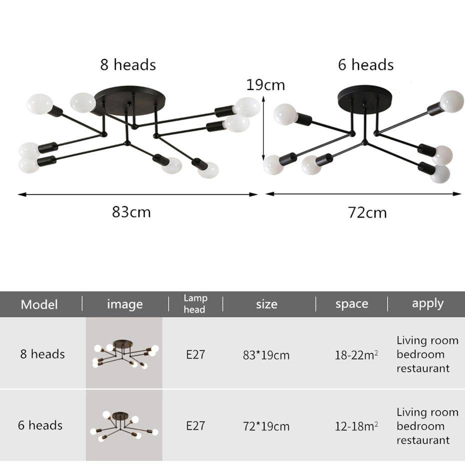 Plafonnier en métal rétro avec plusieurs lampes Personality - vue 2 sur 5