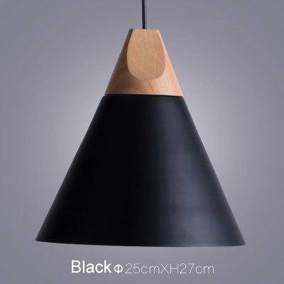 pendant light LED wood and aluminum cone shape