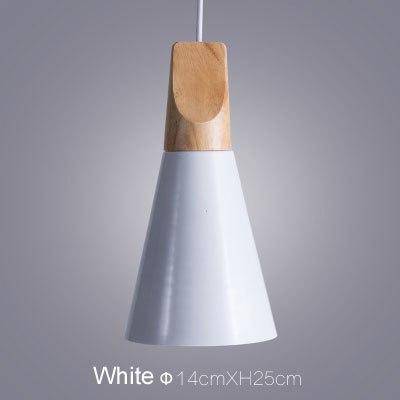 pendant light LED wood and aluminum cone shape