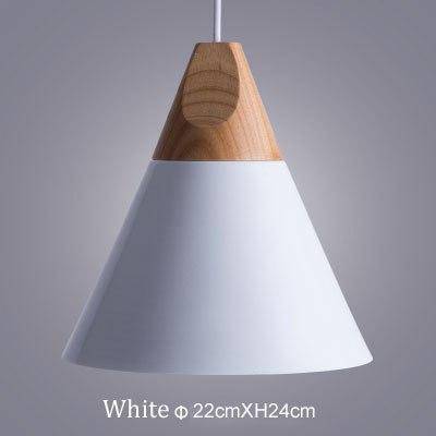 pendant light LED wood and aluminum cone shape