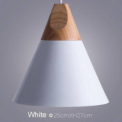 pendant light LED wood and aluminum cone shape