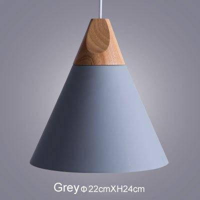 pendant light LED wood and aluminum cone shape