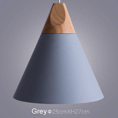 pendant light LED wood and aluminum cone shape