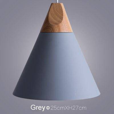 Suspension LED bois et aluminium en forme de cône