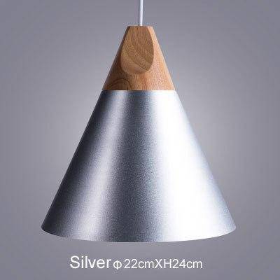 pendant light LED wood and aluminum cone shape