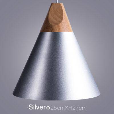 pendant light LED wood and aluminum cone shape