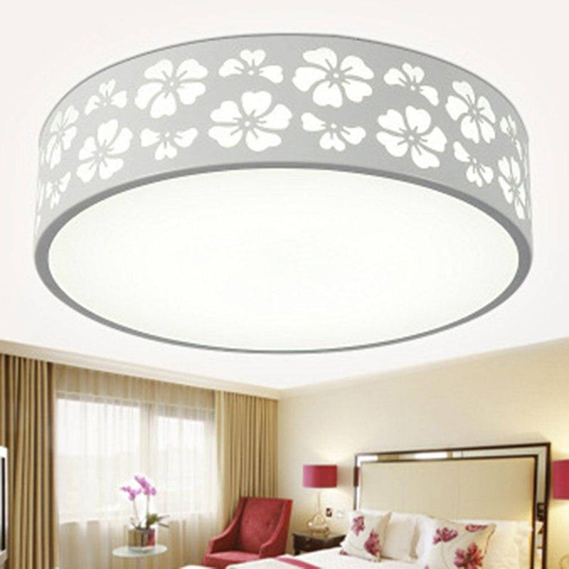 Plum round LED ceiling light with flowers