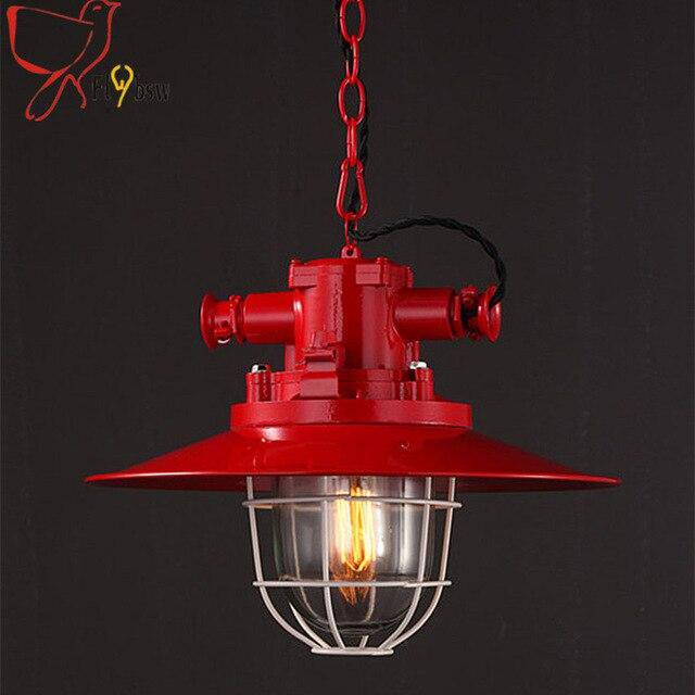 pendant light colored metal with industrial style cage 34cm