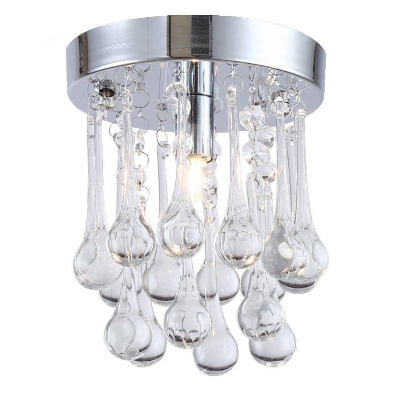 Chrome LED ceiling light with crystal drops