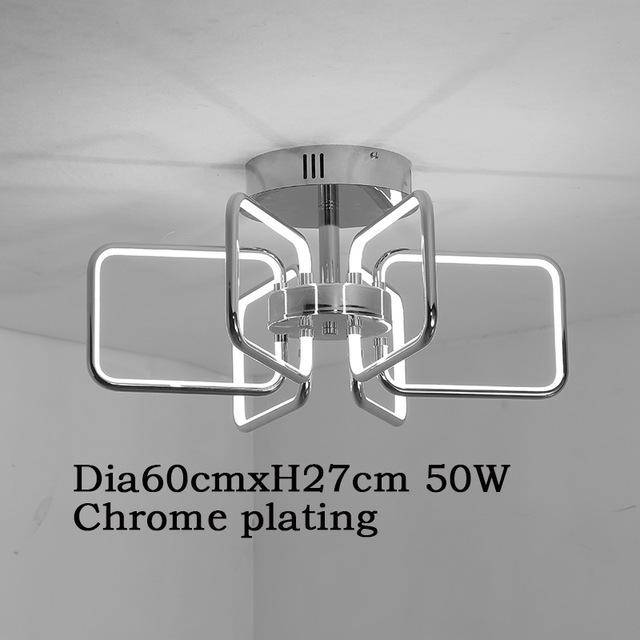 Plafonnier moderne rectangles chromé à LED - vue 8 sur 9