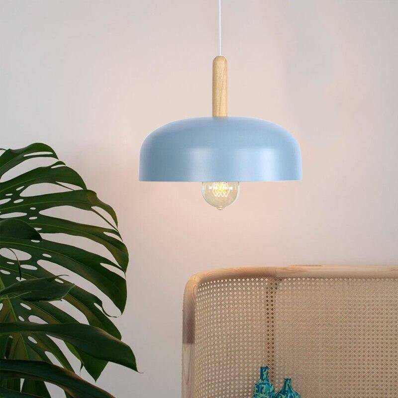 Suspension LED demi boule style industriel avec support en bos - vue 5 sur 7
