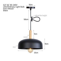 Suspension LED demi boule style industriel avec support en bos