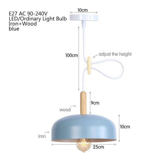 Suspension LED demi boule style industriel avec support en bos - vue 4 sur 7
