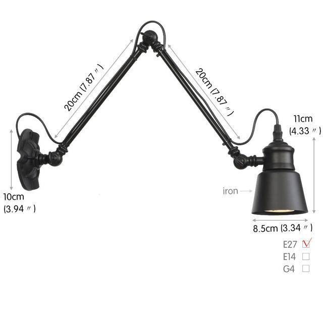 Lámpara de pared antigua con brazo articulado Al lado