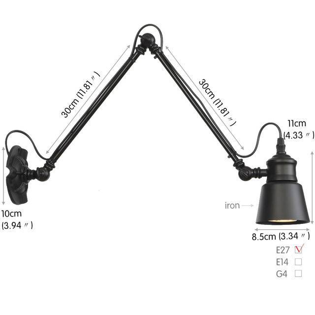 Lámpara de pared antigua con brazo articulado Al lado