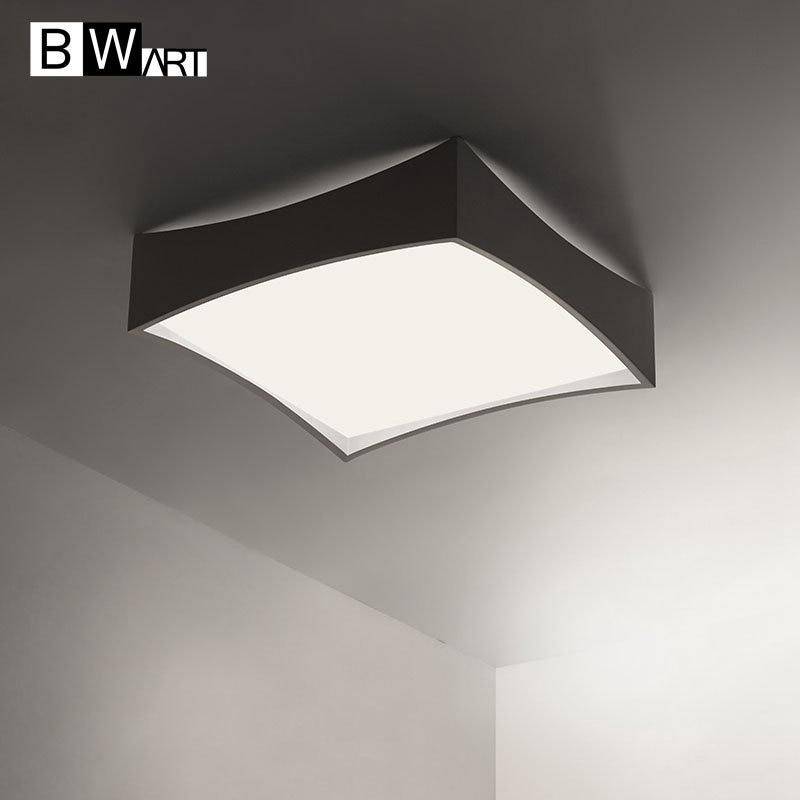 Plafonnier design LED carré bords arrondis et blanc Bwart