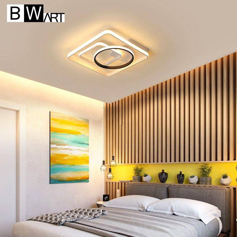 Lámpara de techo design LED rectángulos y formas interpuestas blanco y negro Bwart