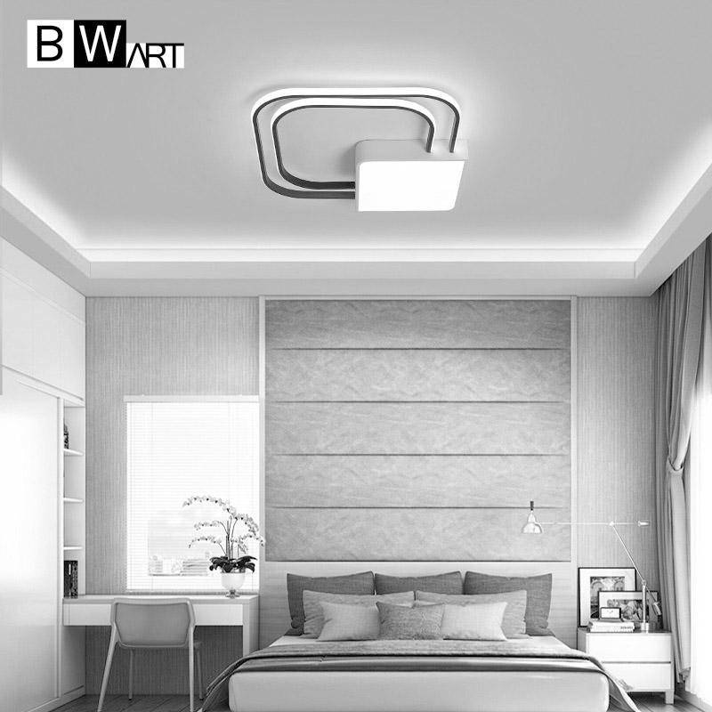 Plafonnier design LED carrés et arrondis noir et blanc Bwart
