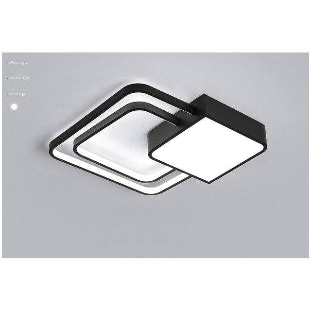 Plafonnier design LED carrés et arrondis noir et blanc Bwart