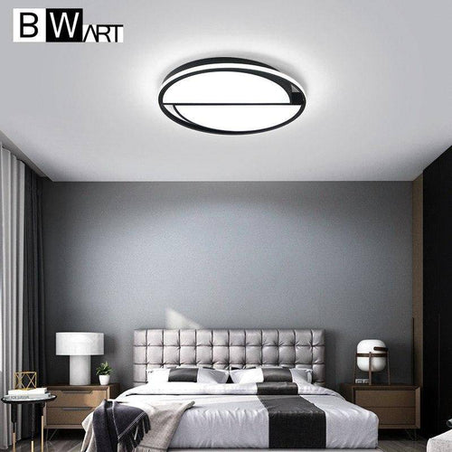 Plafonnier design LED rond encerclé noir et blanc Bwart