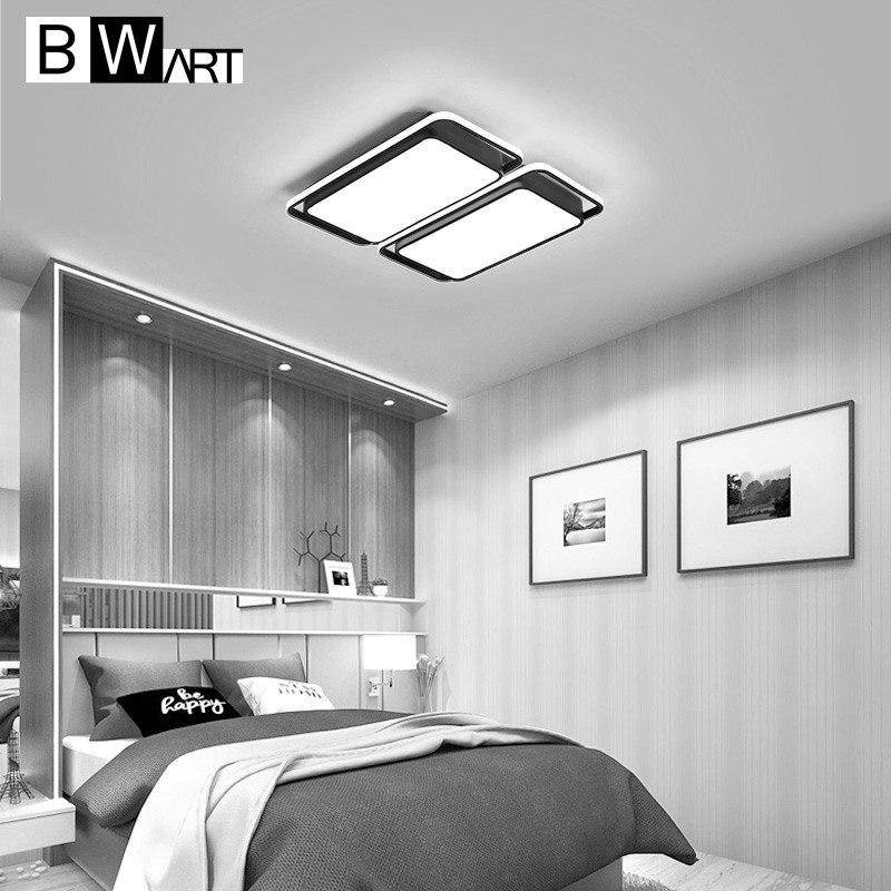 Plafonnier design LED rectangle et bords arrondis noir et blanc Bwart